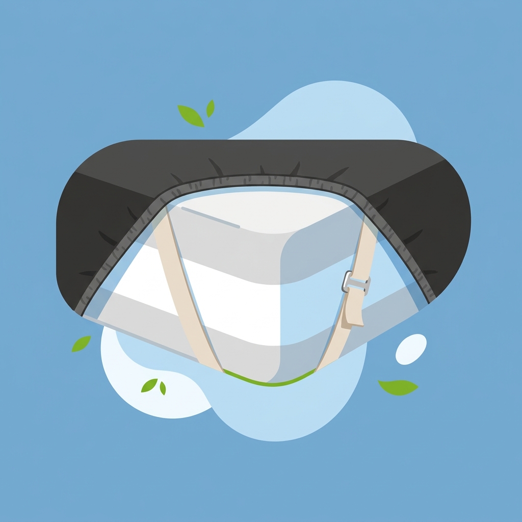 Close up 2D vector illustration of a fitted sheet corner with full perimeter elastic and a strap clip being fastened under a mattress edge how to keep fitted sheet on mattress