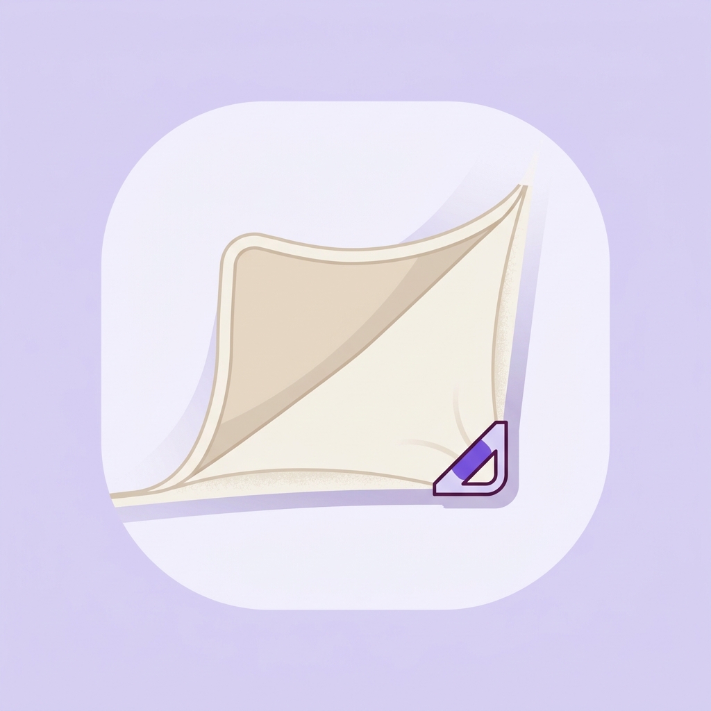 Minimal 2D vector close up of a duvet cover interior corner with an aftermarket corner clip securing the duvet why does my duvet move inside the cover on a soft lavender background