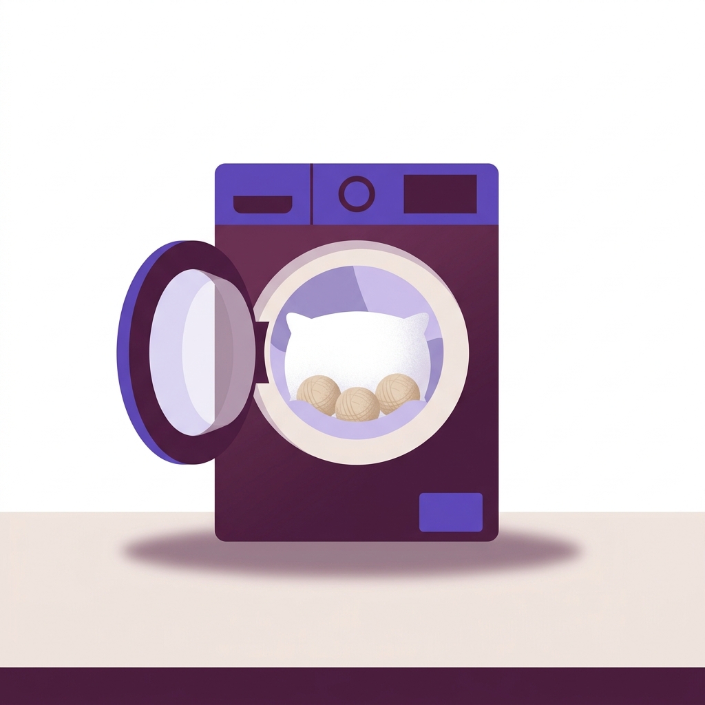 What can i use instead of tennis balls to dry pillows vector of an open dryer with a white down pillow and three beige wool dryer balls on a soft lavender background